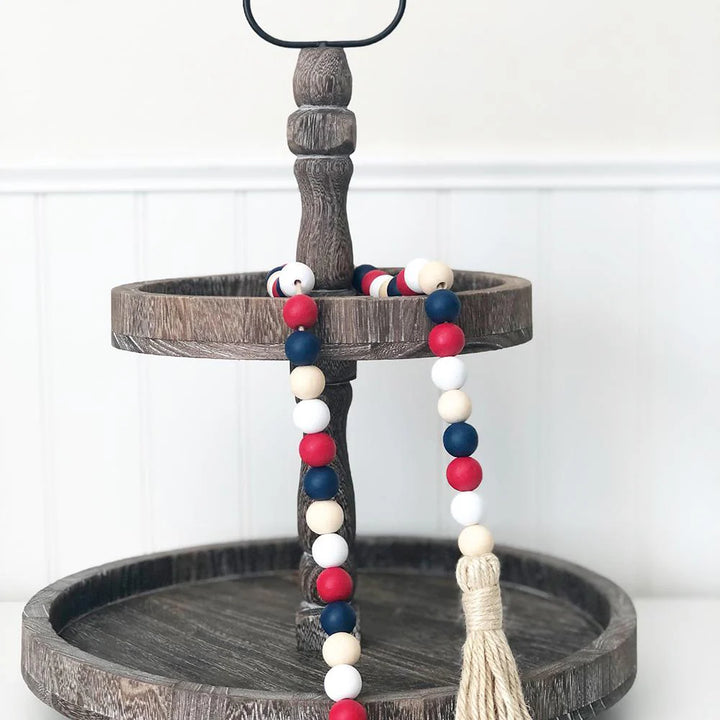 Wood Beads (Red, White, Blue) - Tiered Tray Decor - Foundations Decor