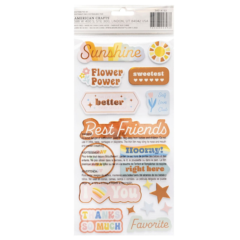 Phrase with Silver Holographic Foil Accent Thickers - Jen Hadfield - Flower Child Collection - American Crafts