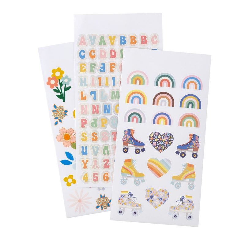 Sticker Book with Silver Holographic Foil Accents - Jen Hadfield - Flower Child Collection - American Crafts