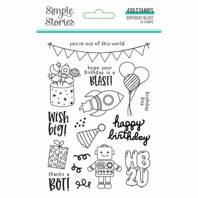 Birthday Blast Clear Stamps - Simple Stories - Clearance