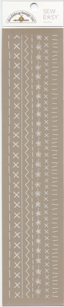 Lily White Mini Sew Easy Rub-on Stitches - Monochromatic - Doodlebug