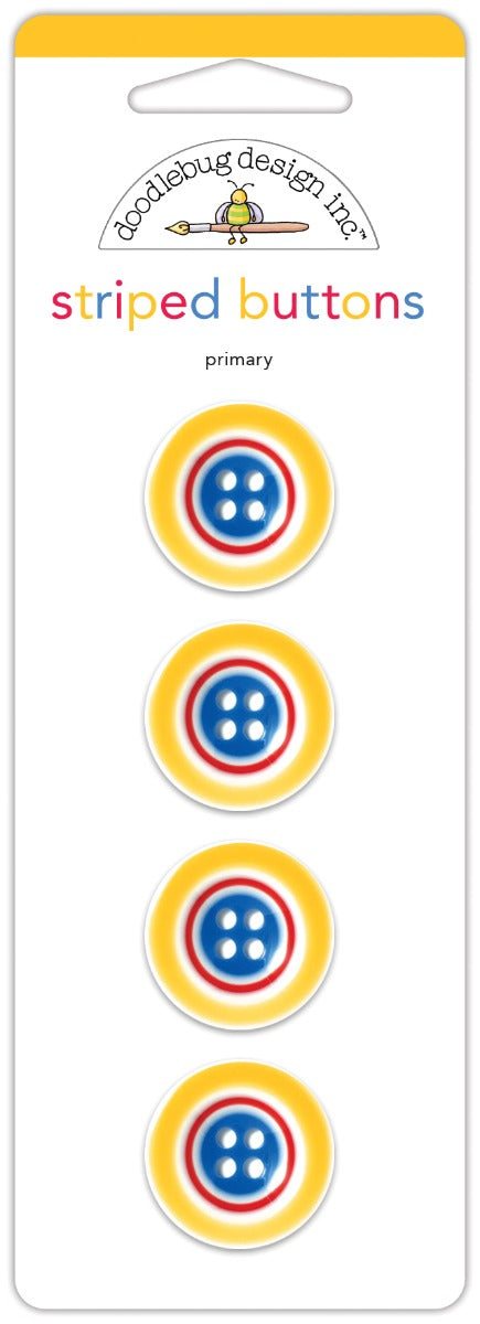 Primary Striped Buttons - Doggone Cute Collection- Doodlebug Design
