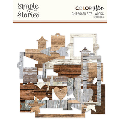 Woods Chipboard Bits & Pieces-Color Vibe - Simple Stories