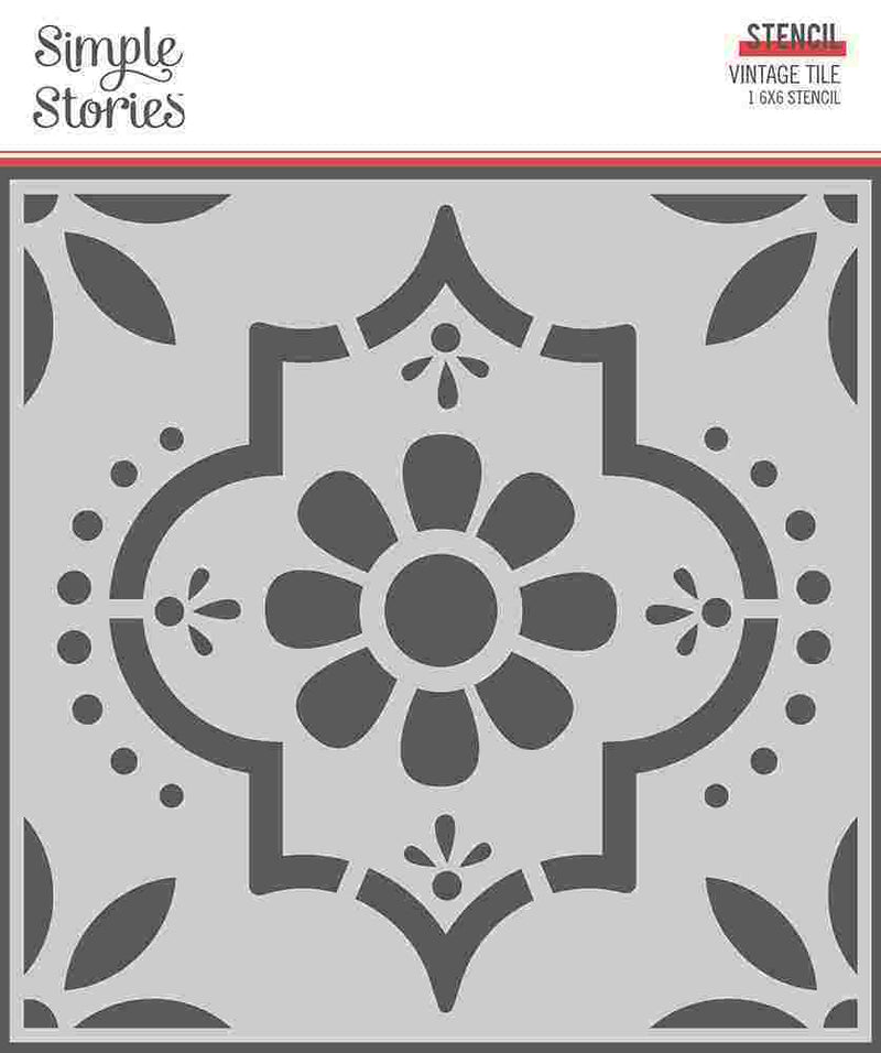 Vintage Tile Stencil - Apron Strings - Simple Stories - Clearance