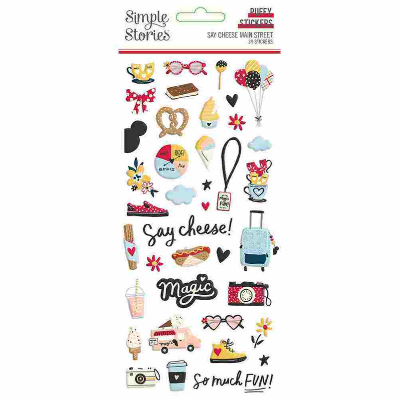 Say Cheese Main Street Puffy Stickers - Simple Stories - Clearance