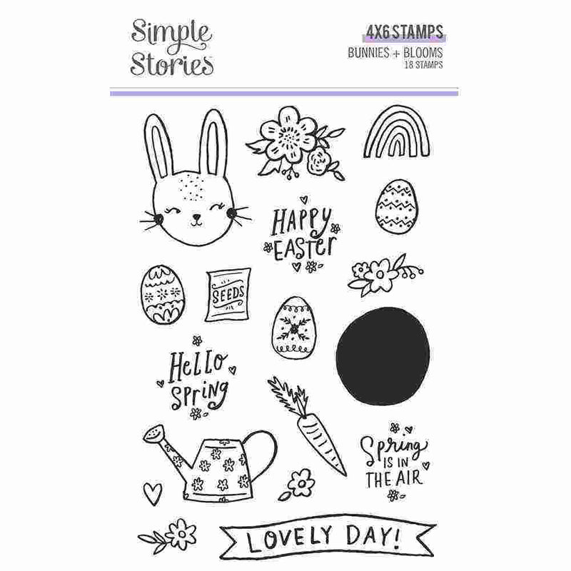 Bunnies + Blooms Stamps - Simple Stories - Clearance
