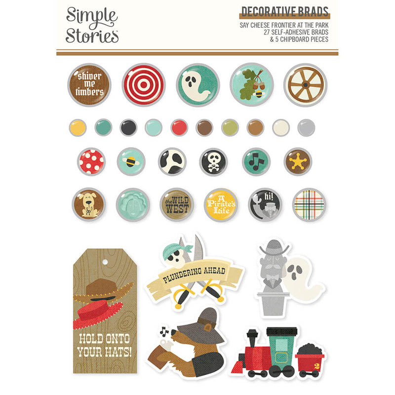 Say Cheese Frontier at the Park Decorative Brads - Simple Stories