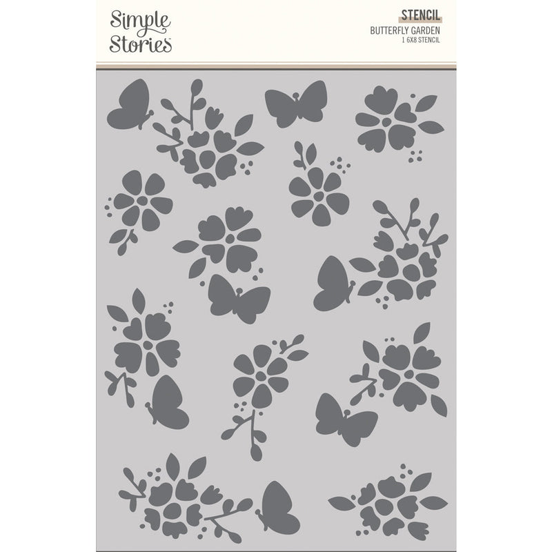 The Simple Life 6x8 Stencil Butterfly Garden - Simple Stories - Clearance