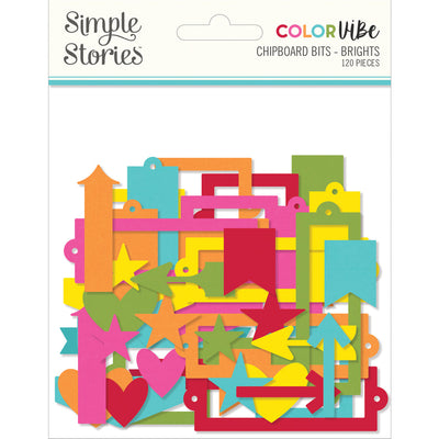 Color Vibe Chipboard Bits & Pieces  Brights - Simple Stories - Clearance