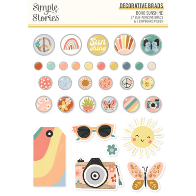Decorative Brads - Boho Sunshine Collection - Simple Stories
