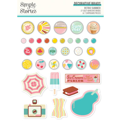 Decorative Brads - Retro Summer Collection - Simple Stories