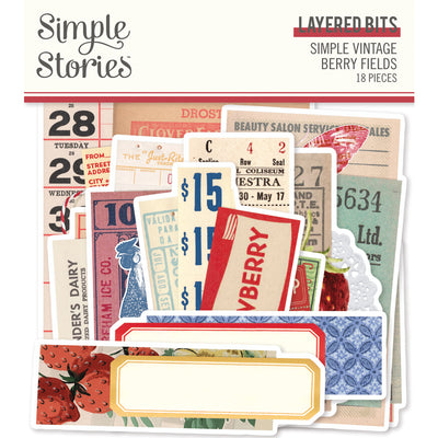Layered Bits and Pieces - Simple Vintage Berry Fields - Simple Stories
