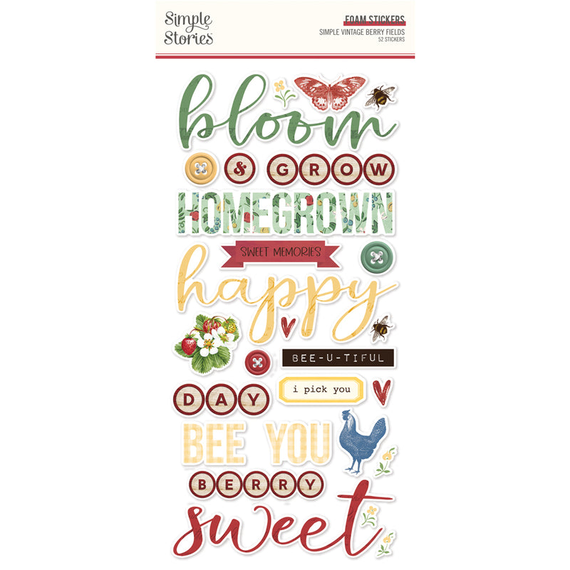 Foam Stickers - Simple Vintage Berry Fields Collection - Simple Stories