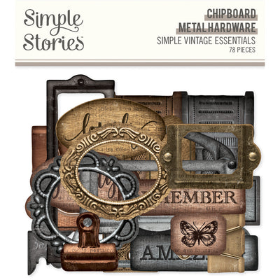 Simple Vintage Essentials Chipboard Metal Hardware  - Simple Stories