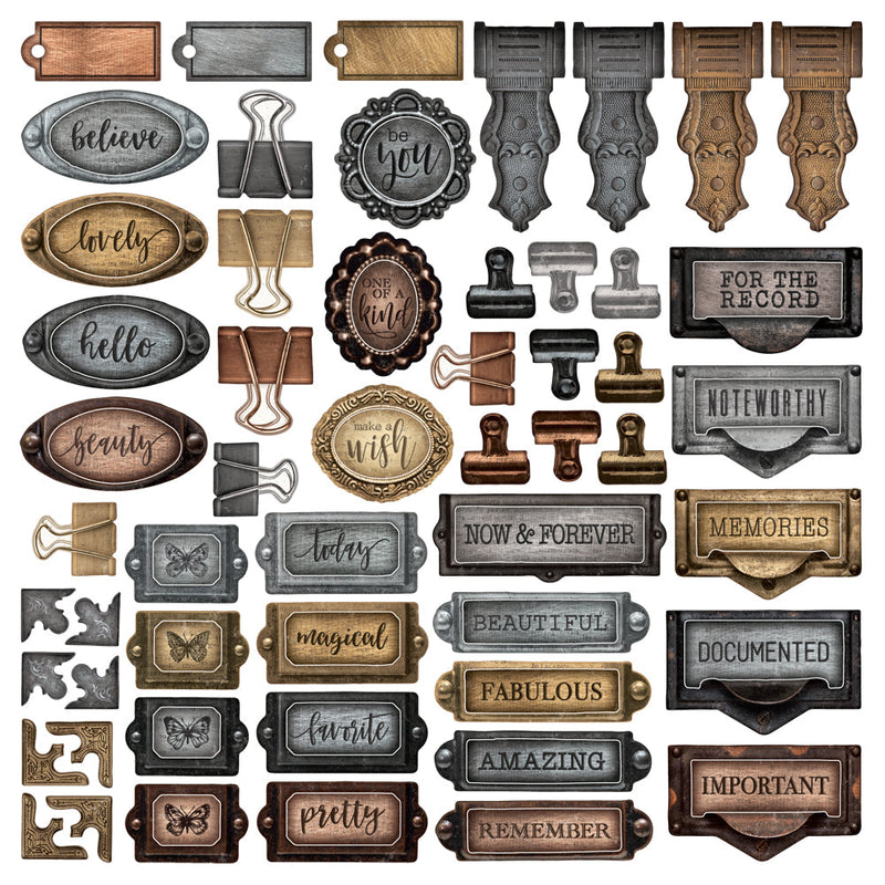 Simple Vintage Essentials Chipboard Metal Hardware  - Simple Stories