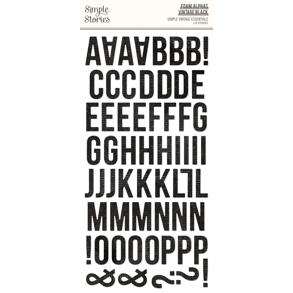 Foam Alphas Vintage Black Stickers- Simple Vintage Essentials - Simple Stories