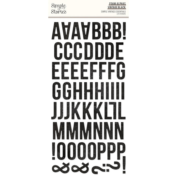 Foam Alphas Vintage Black Stickers- Simple Vintage Essentials - Simple Stories