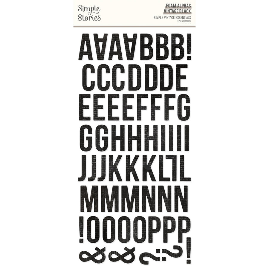 Foam Alphas Vintage Black Stickers- Simple Vintage Essentials - Simple Stories