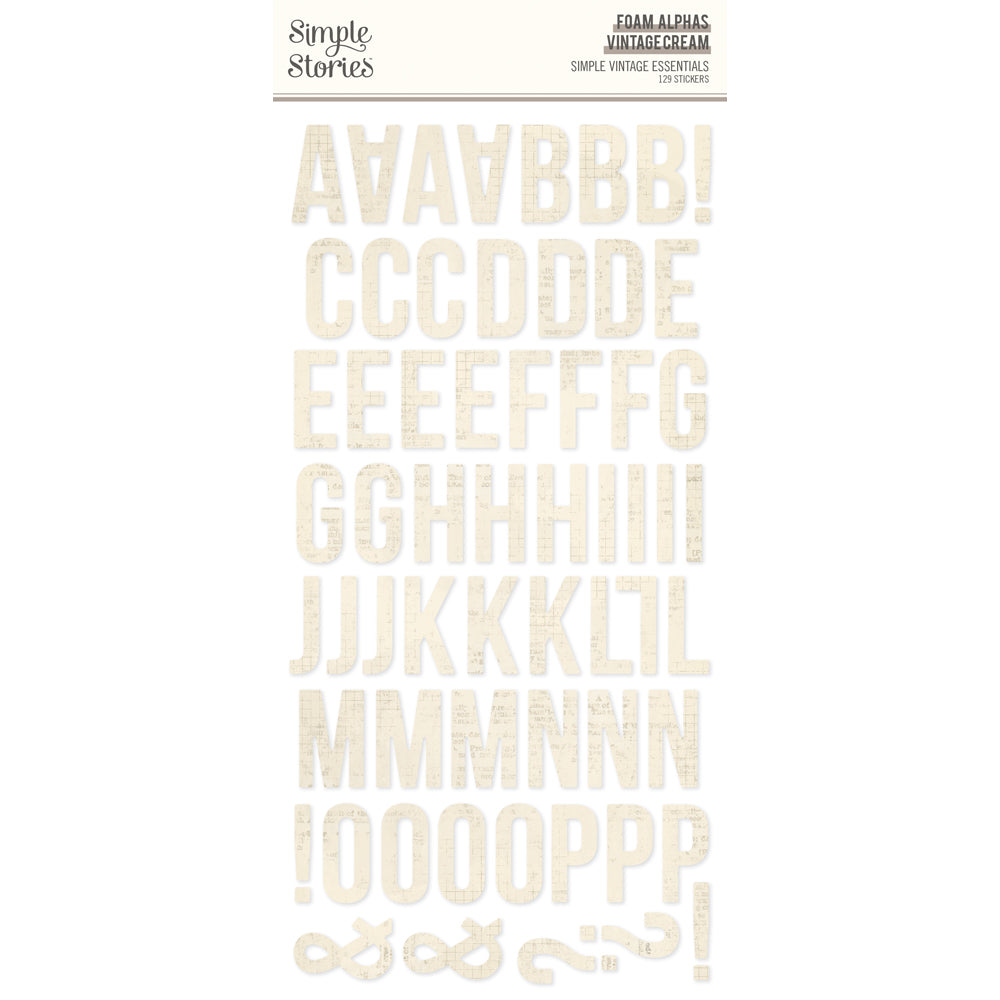 Foam Alphas Vintage Cream Stickers - Simple Vintage Essentials-  Simple Stories