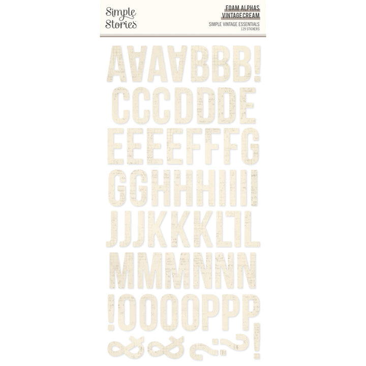 Foam Alphas Vintage Cream Stickers - Simple Vintage Essentials-  Simple Stories