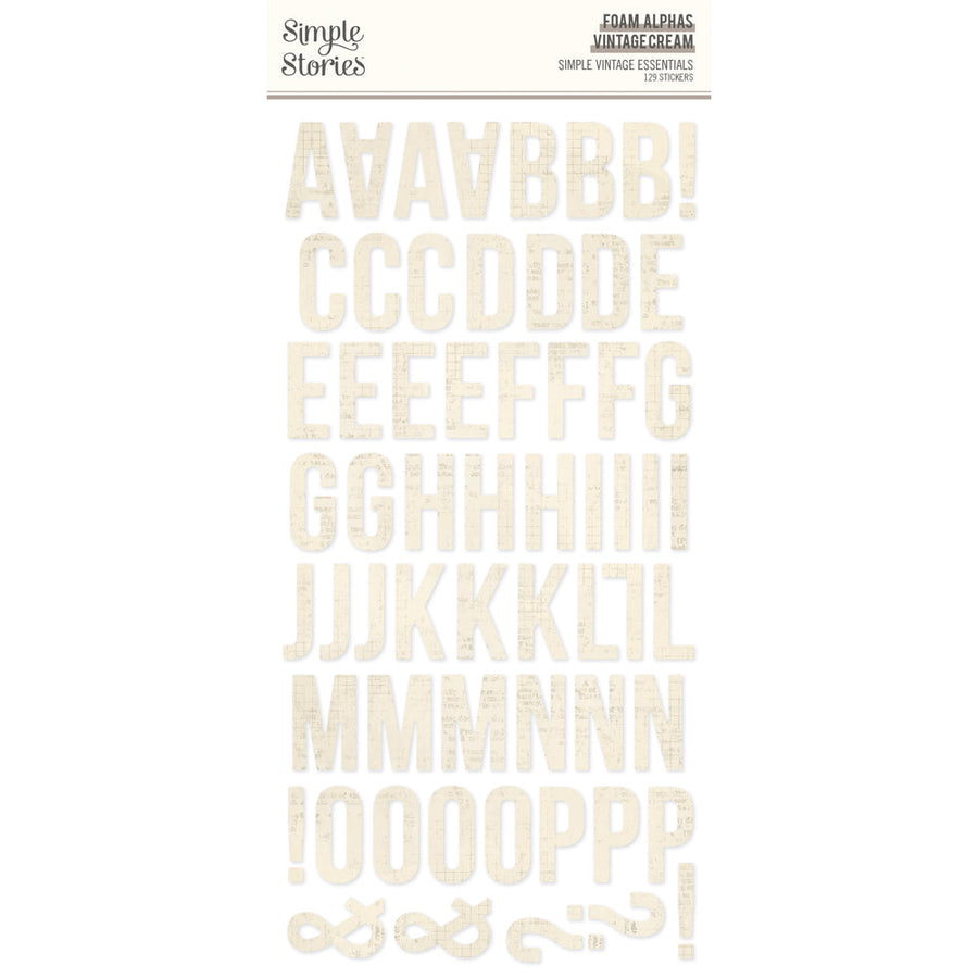 Foam Alphas Vintage Cream Stickers - Simple Vintage Essentials-  Simple Stories