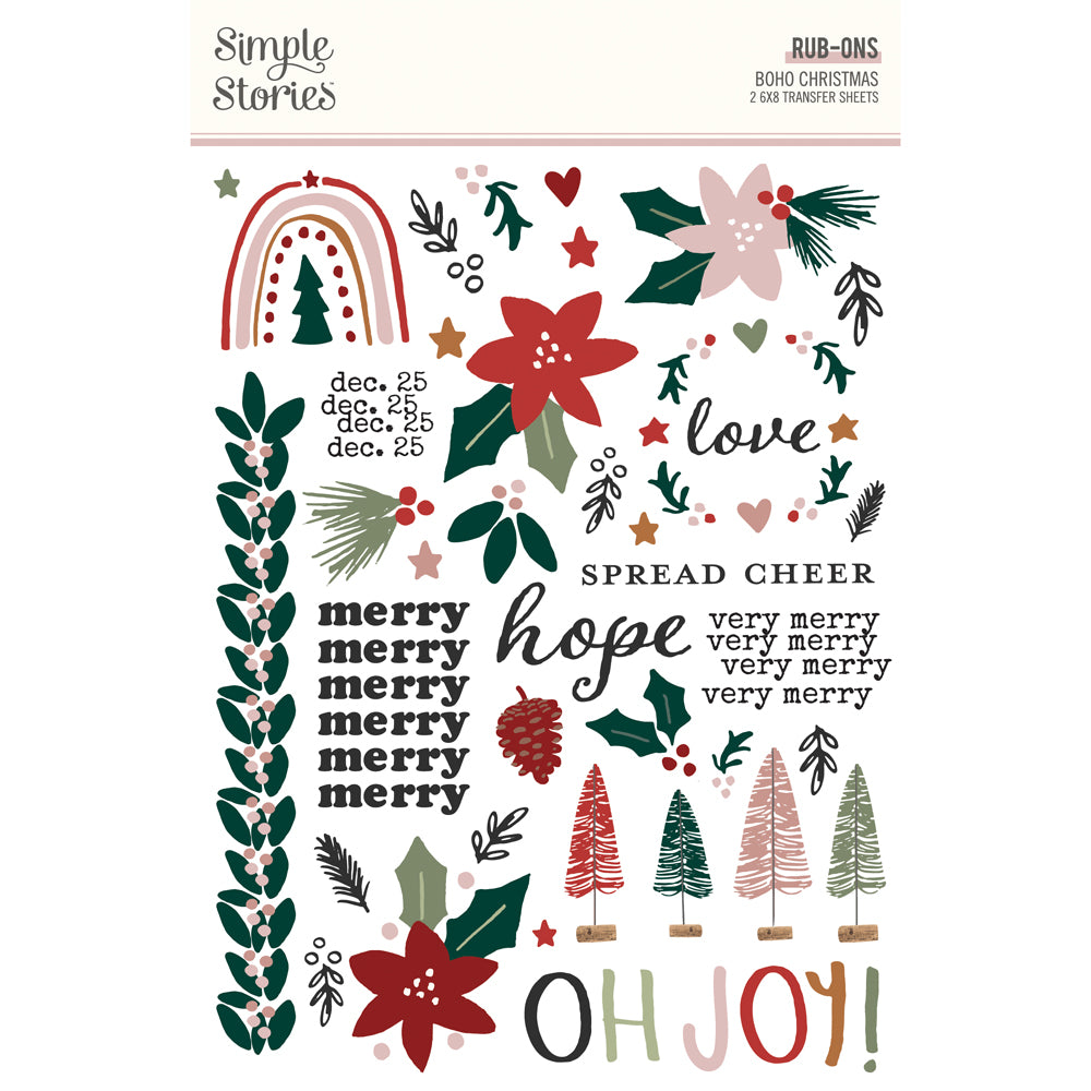 Boho Christmas - Rub Ons - Simple Stories