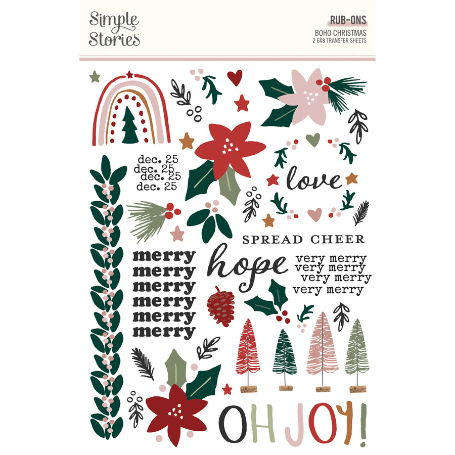 Boho Christmas - Rub Ons - Simple Stories