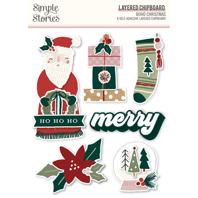 Boho Christmas - Layered Chipboard Stickers - Simple Stories