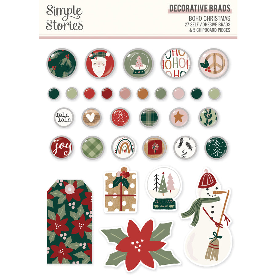 Boho Christmas - Decorative Brads - Simple Stories