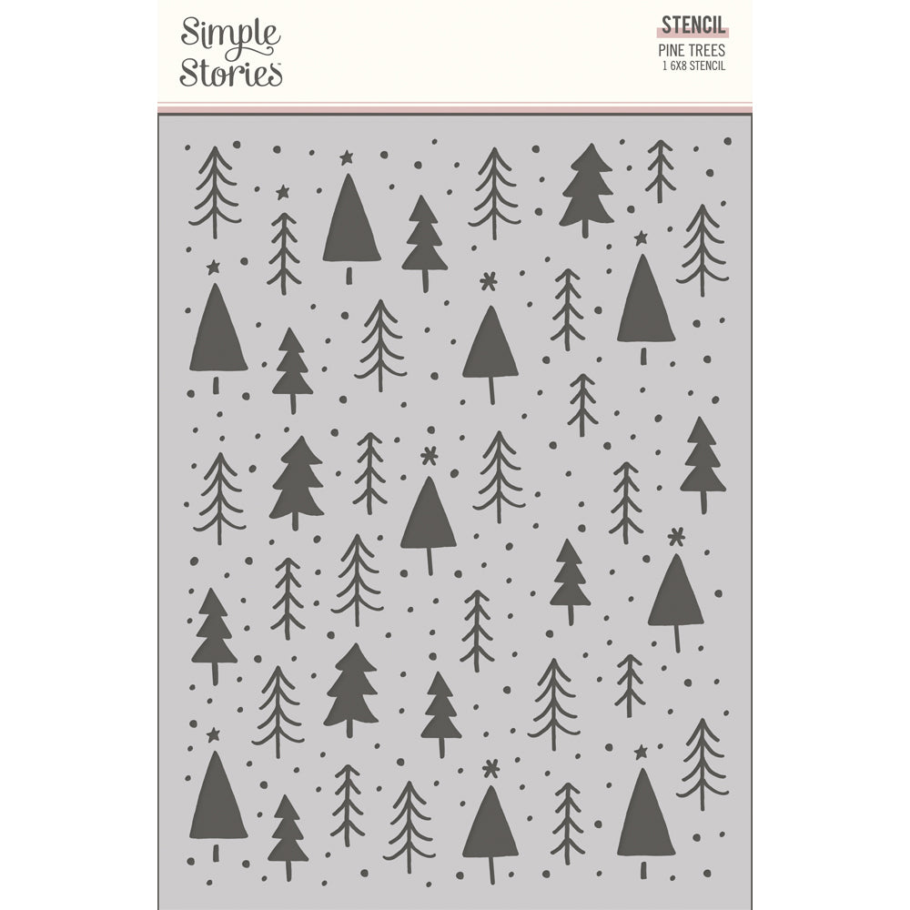 Boho Christmas - 6x8 Stencil - Pine Trees - Simple Stories