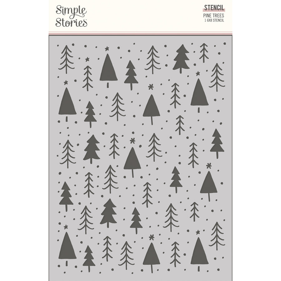 Boho Christmas - 6x8 Stencil - Pine Trees - Simple Stories
