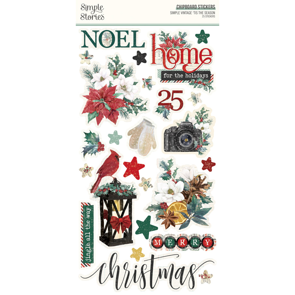 Simple Vintage Tis The Season - 6x12 Chipboard Stickers - Simple Stories