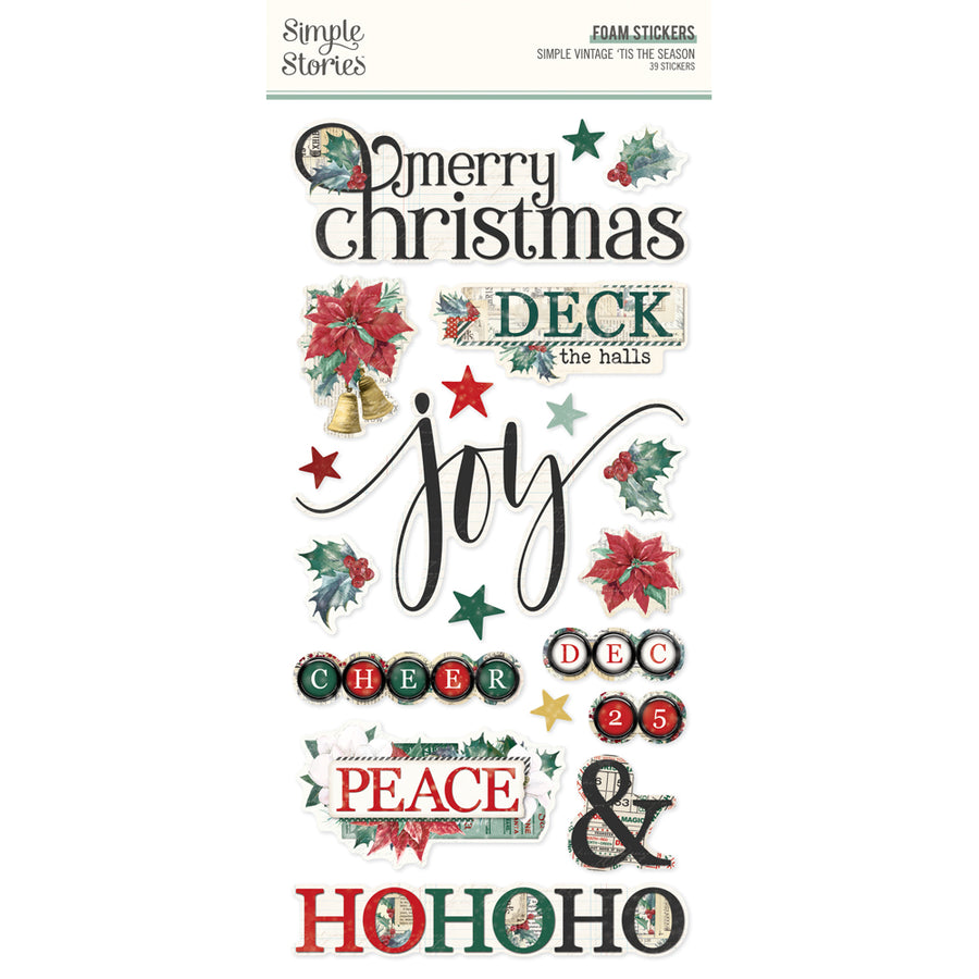 Simple Vintage Tis The Season - Foam Stickers - Simple Stories