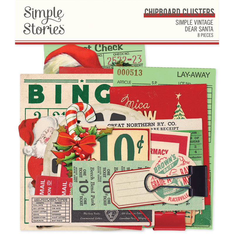 Simple Vintage Dear Santa - Chipboard Clusters - Simple Stories