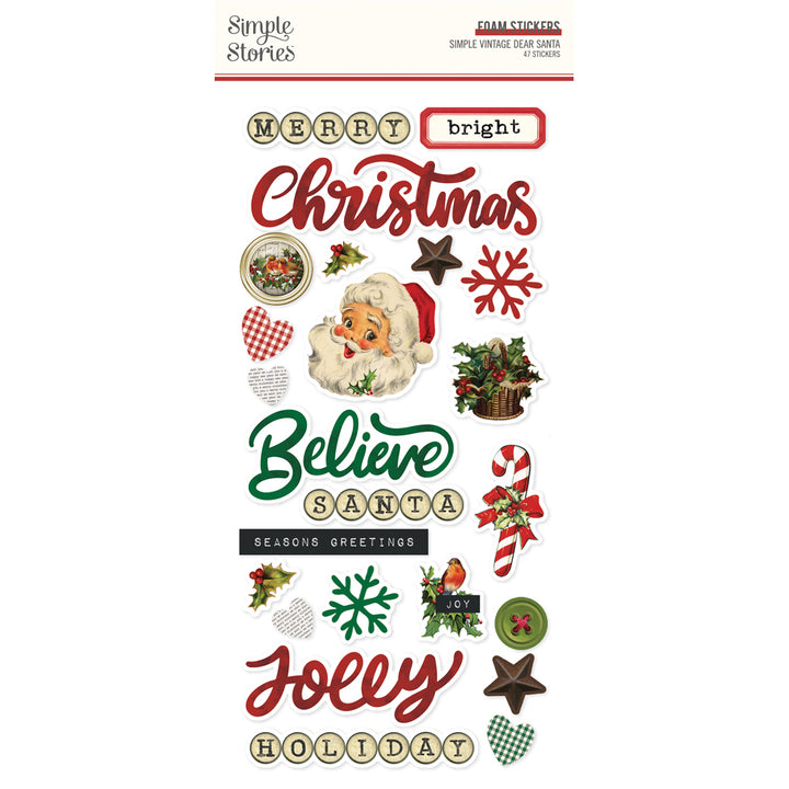 Simple Vintage Dear Santa - Foam Stickers - Simple Stories
