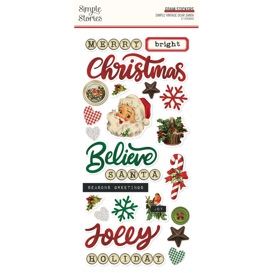 Simple Vintage Dear Santa - Foam Stickers - Simple Stories