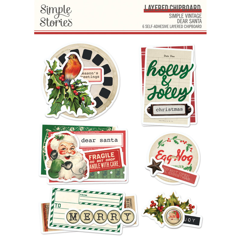 Simple Vintage Dear Santa - Layered Chipboard Stickers  - Simple Stories