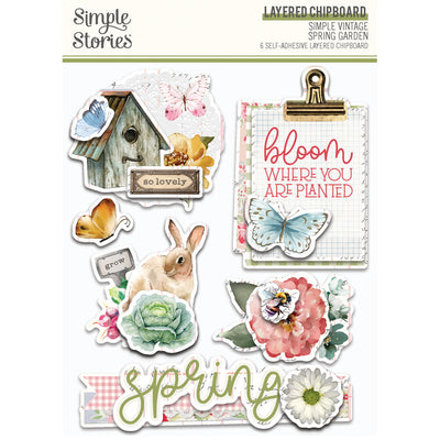 Simple Vintage Spring Garden  Layered Chipboard - Simple Stories