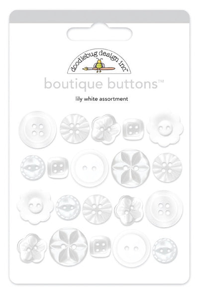 Lily White Boutique Buttons - Monochromatic - Doodlebug