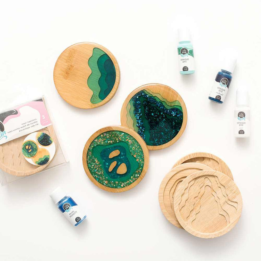 Wood River Coasters-Color Pour Resin-American Crafts