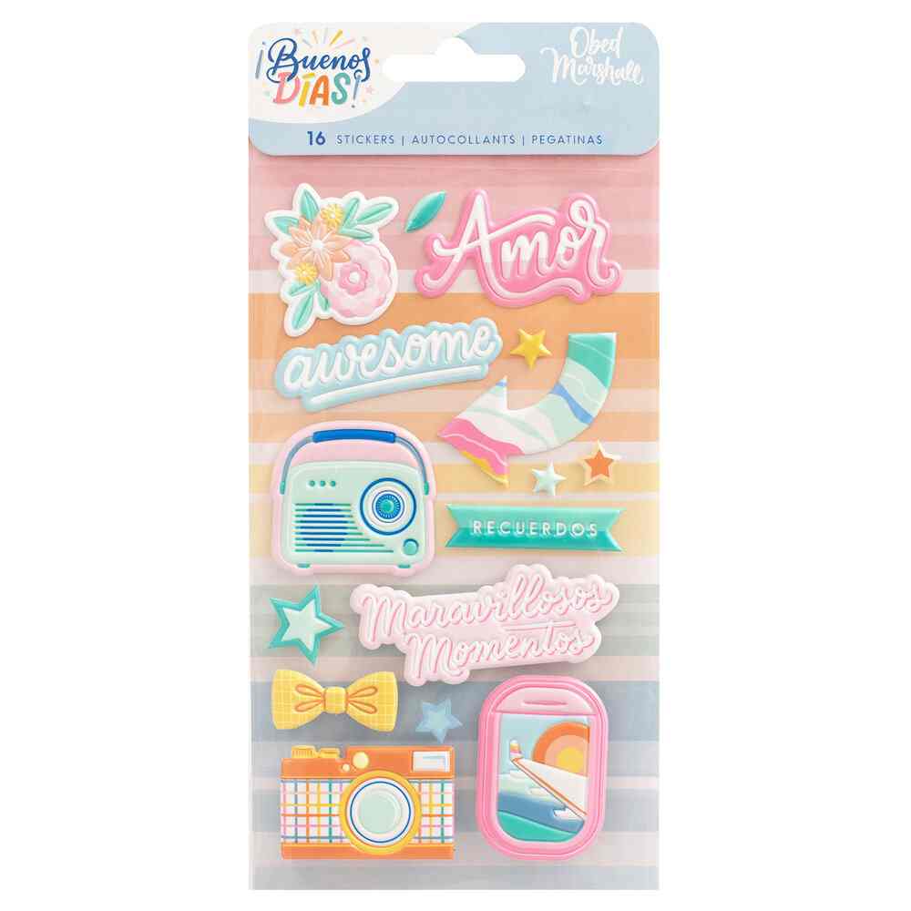 Buenos Dias Embossed Puffy Stickers-American Crafts