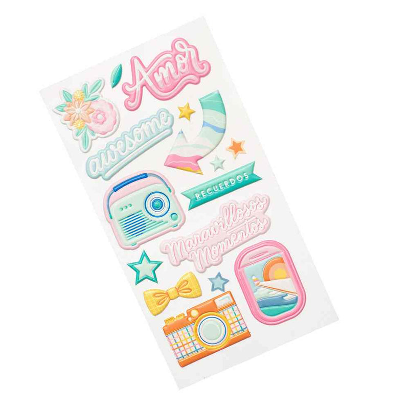 Buenos Dias Embossed Puffy Stickers - American Crafts  - Clearance
