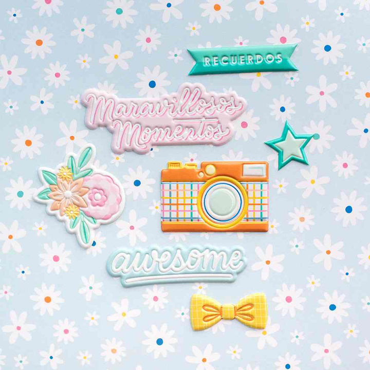 Buenos Dias Embossed Puffy Stickers-American Crafts