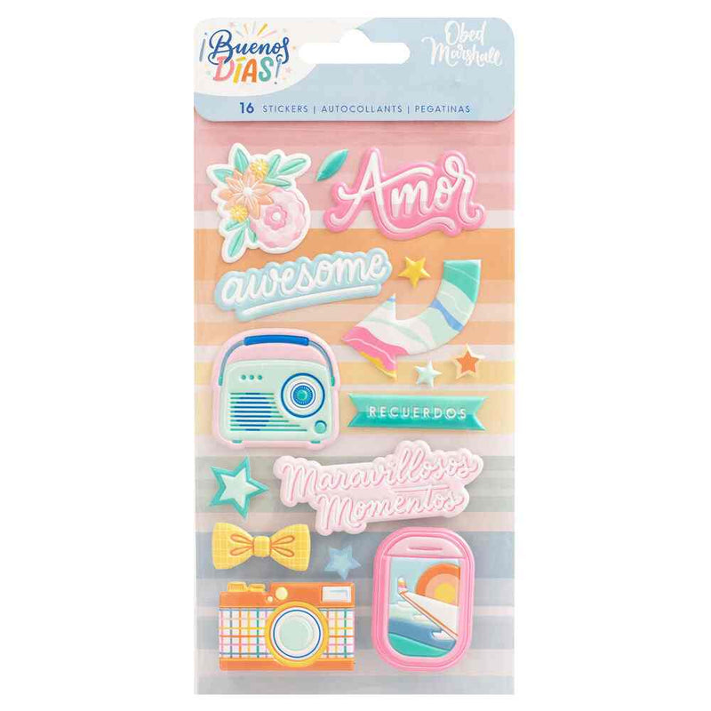 Buenos Dias Embossed Puffy Stickers - American Crafts  - Clearance