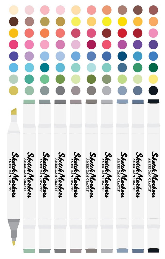 American Crafts AC Sketch Markers Dual-Tip Alcohol Markers 80/Pkg-Assorted Colors