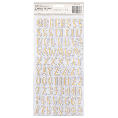 Alphabet with Gold Foil Accents Thickers - Vicki Boutin - Where To Next Collection - American Crafts