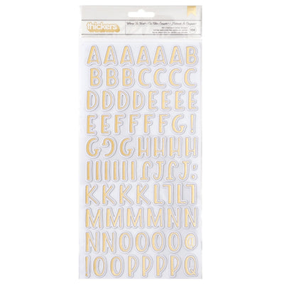 Alphabet with Gold Foil Accents Thickers - Vicki Boutin - Where To Next Collection - American Crafts