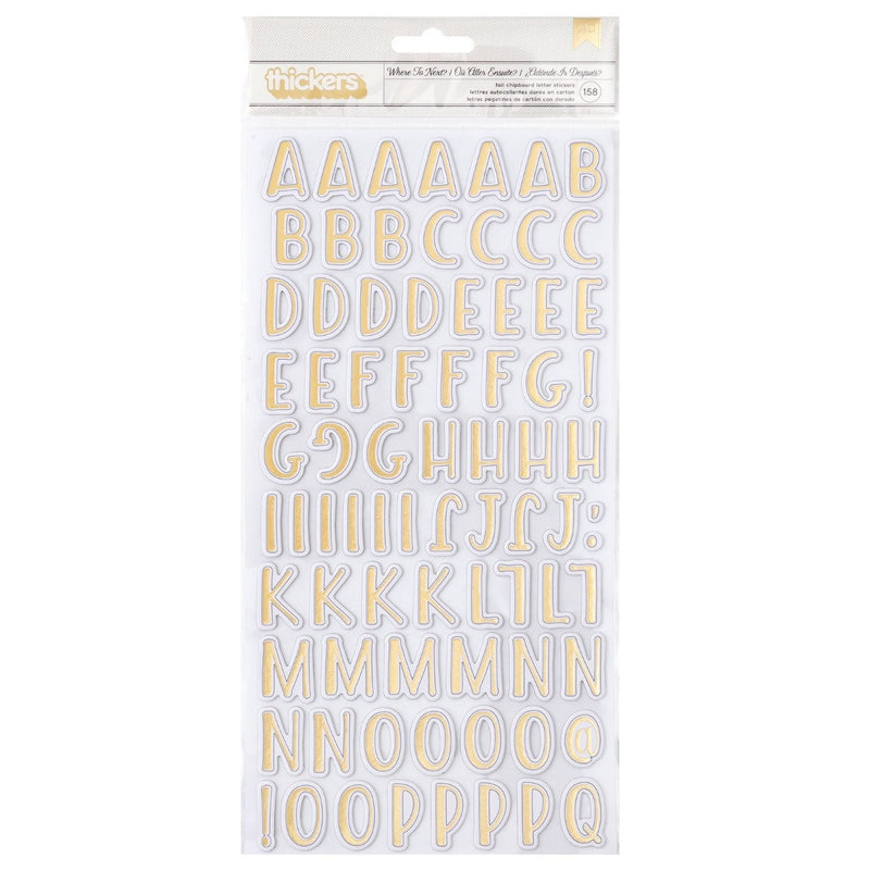 Alphabet with Gold Foil Accents Thickers - Vicki Boutin - Where To Next Collection - American Crafts