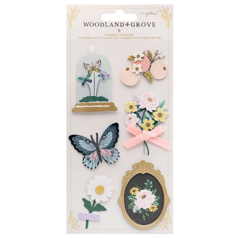 Layered Stickers with Gold Foil Accents - Maggie Holmes - Woodland Grove Collection - American Crafts