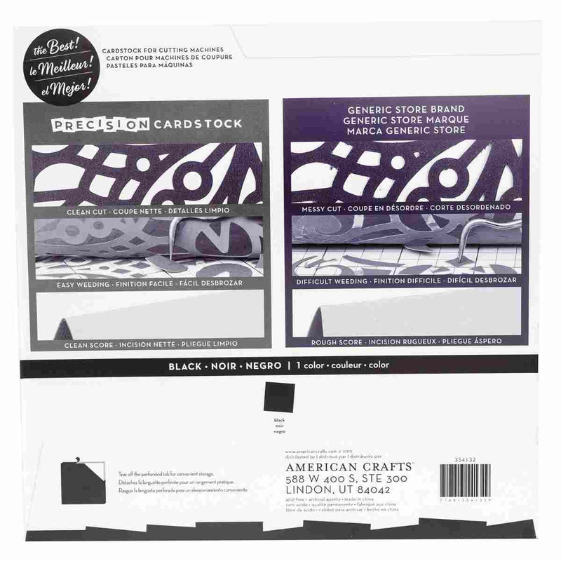 Black Textured Precision Cardstock 12" x 12" - American Crafts